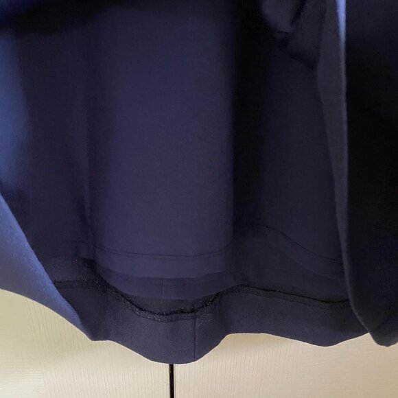 Eliza J Navy Blue Asymmetrical Pleated Fit Flare Crepe Vneck Shift Dress Size 2P - Picture 5 of 8
